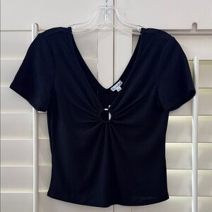 love, Fire Black Ring Accent Crop Top